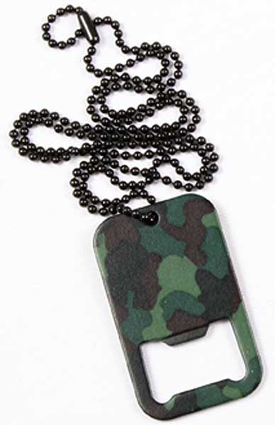 WOODLAND CAMO DOG TAG BOTTLE OPENER